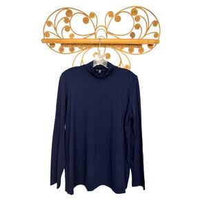 Eileen Fisher Navy long sleeve Mockneck L